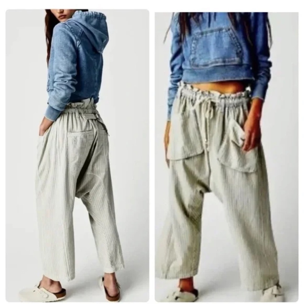 NEW Free People x Revolve Runyon Striped Harem Oversized culotte pant women sz S